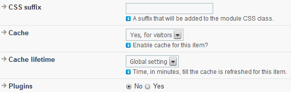 User module parameters