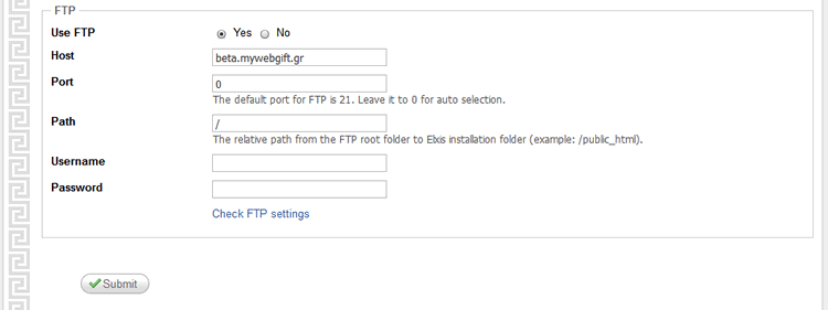 FTP settings